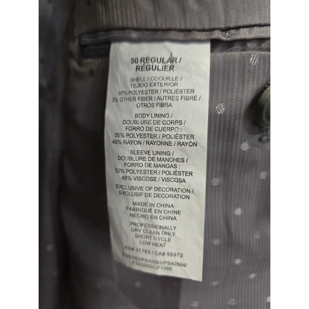 Perry Ellis Suit Jacket Gray 50 L Poly Blend
